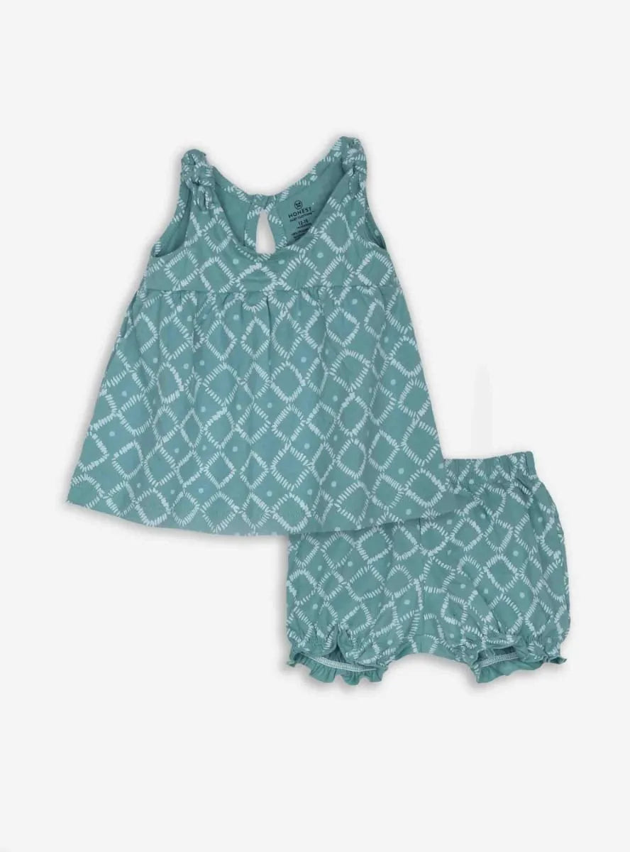 Baby Girls Green Aop Shorty Set