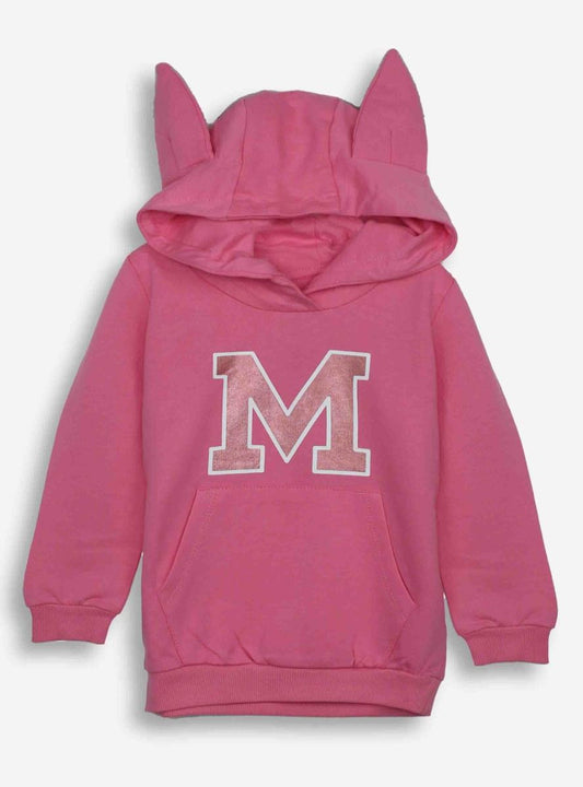 Baby Girls Hooded Pullover Pink Sweatshirt