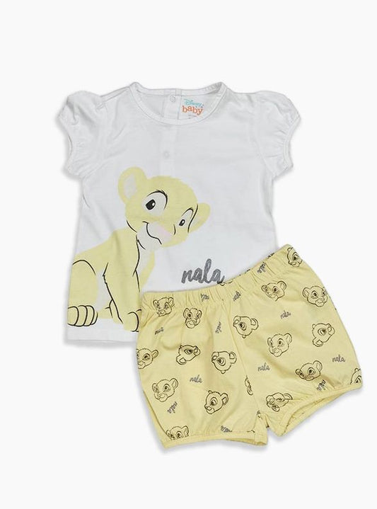 Baby Girls Shorty Set White - Yellow