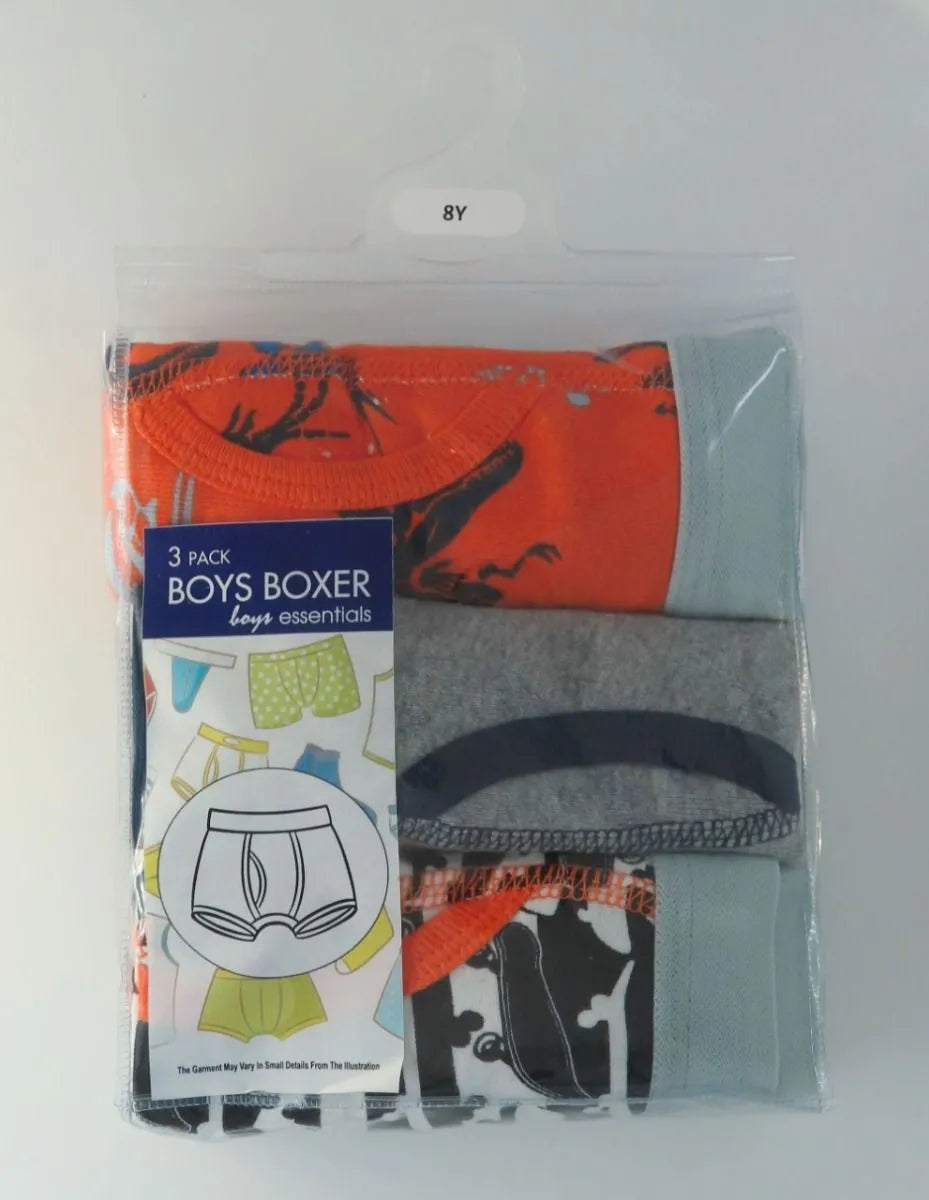 Boys 3 Pack Boxer Shorts Assorted Colours