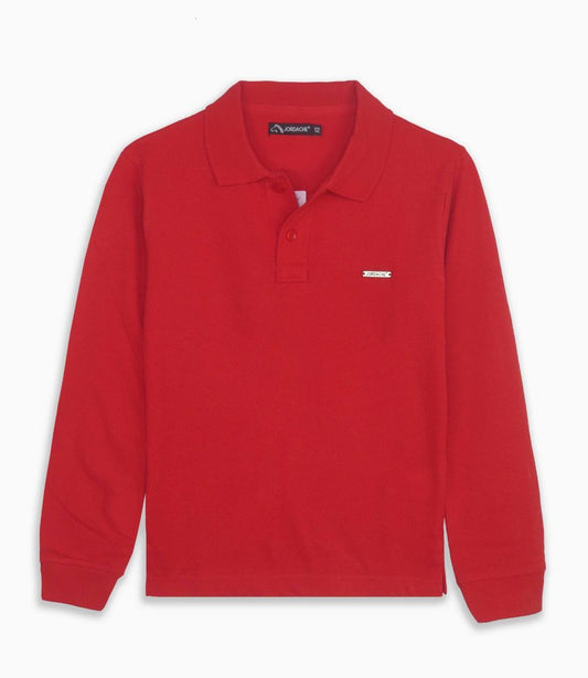 Boys Long Sleeve Collar T Shirt Red