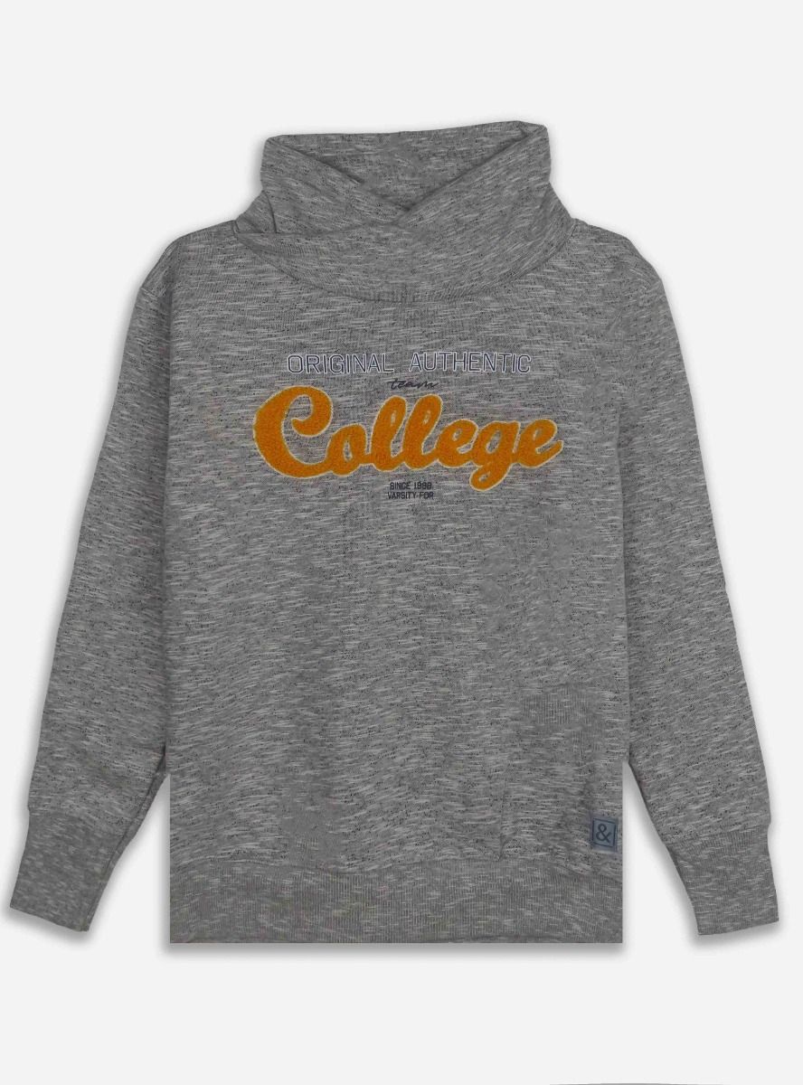 Boys Cowl Neck Sweatshirt Grey Melange