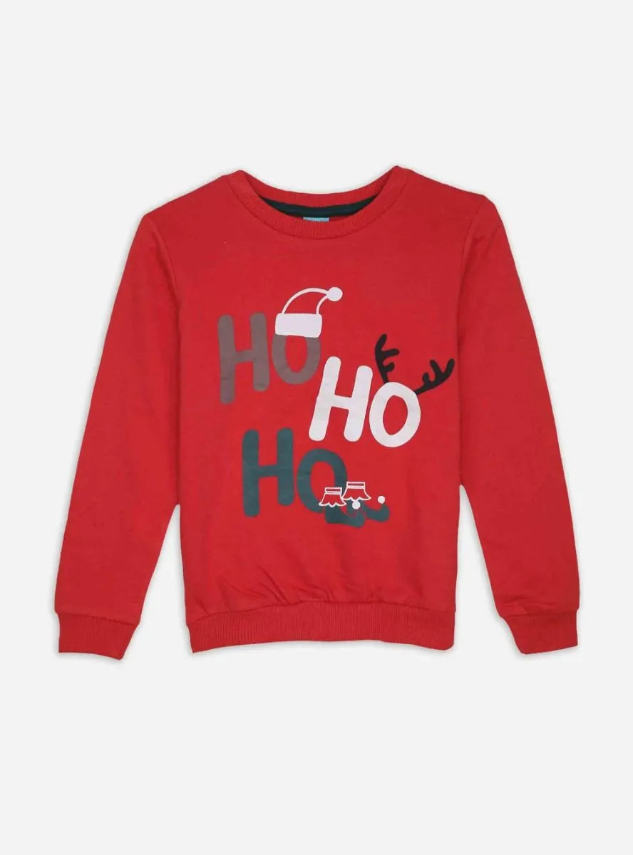 Boys Red Pullover Christmas Sweatshirt