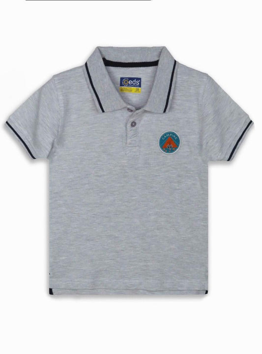 Boys Applique Grey Collar T Shirt