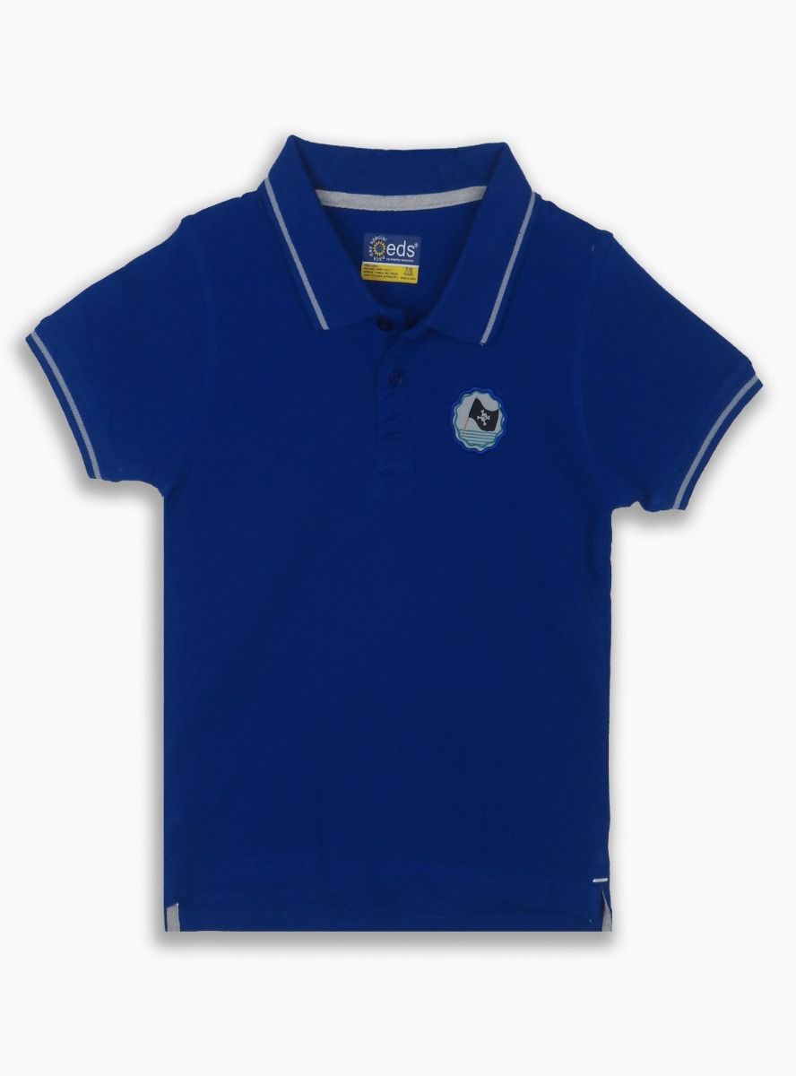 Boys Applique Royal Collar T Shirt