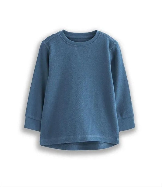 Boys Textured Denim Blue T Shirt