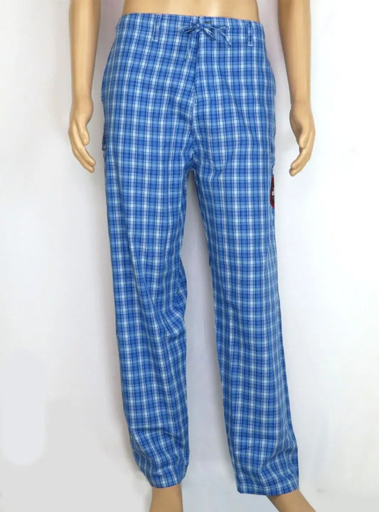 Mens Lounge Wear Woven Pants Blue Checks