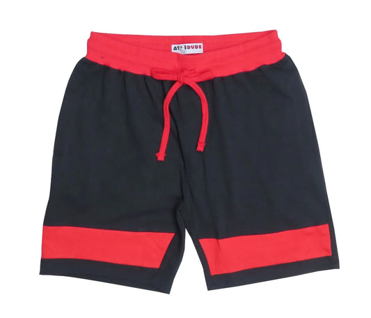 Mens French Terry Knit Shorts Black / Red