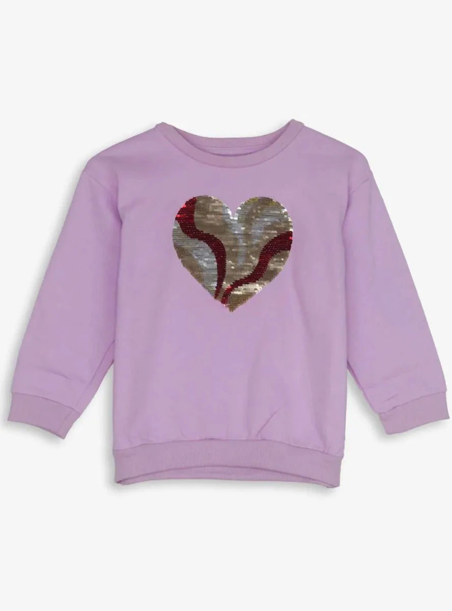 Girls Fleece Pullover Pink Sequin Sweatshirt