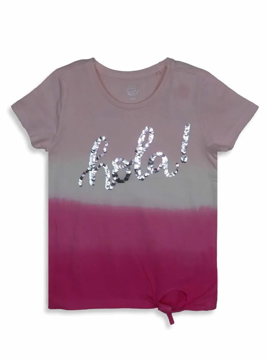 Girls Dip Dyed Top With Sequins