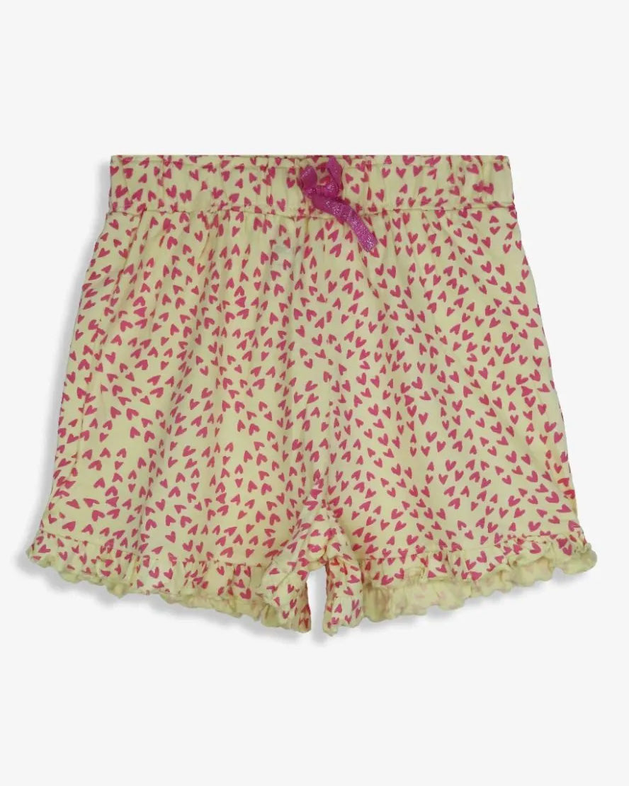 Girls Yellow Aop Knit Shorts