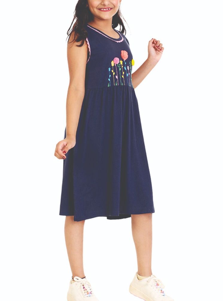 Girls Navy Flower Dress