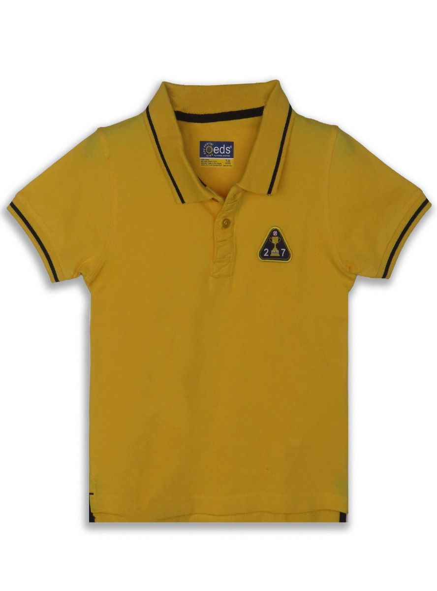 Boys Applique Yellow Collar T Shirt