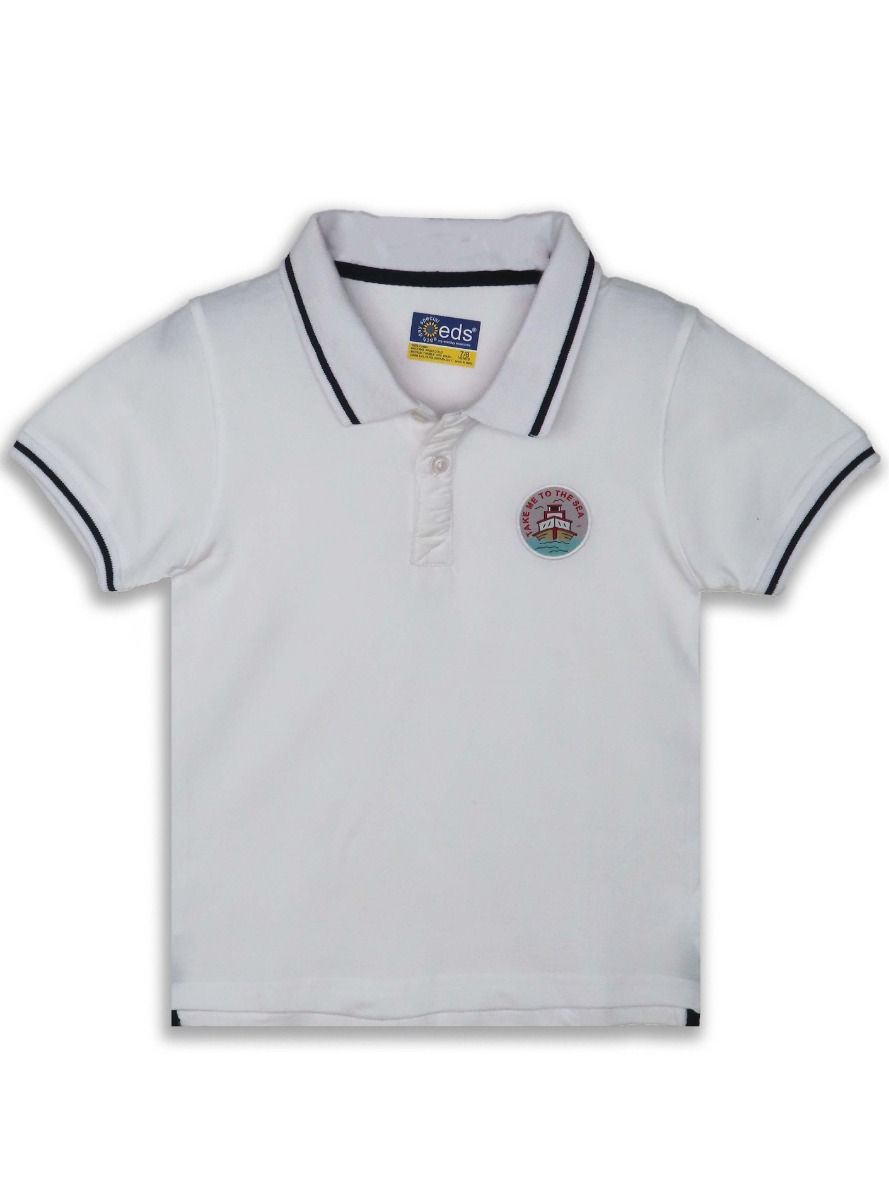 Boys Applique White Collar T Shirt