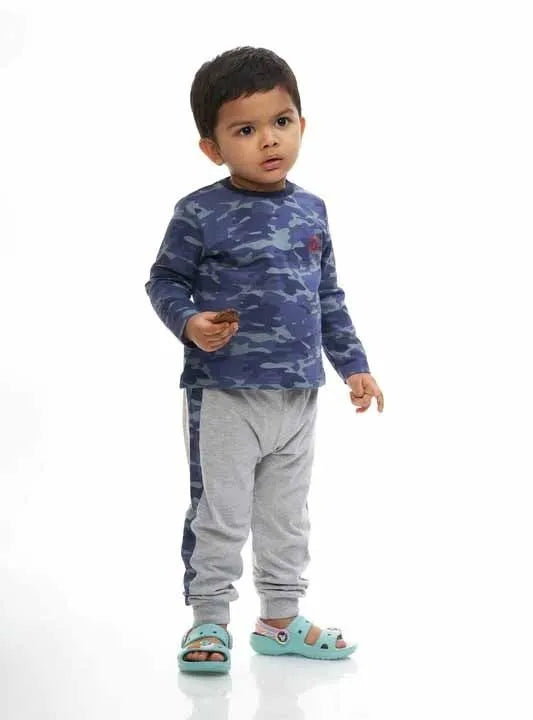 Boys Pyjama Set |  Blue Camo / Grey Melange