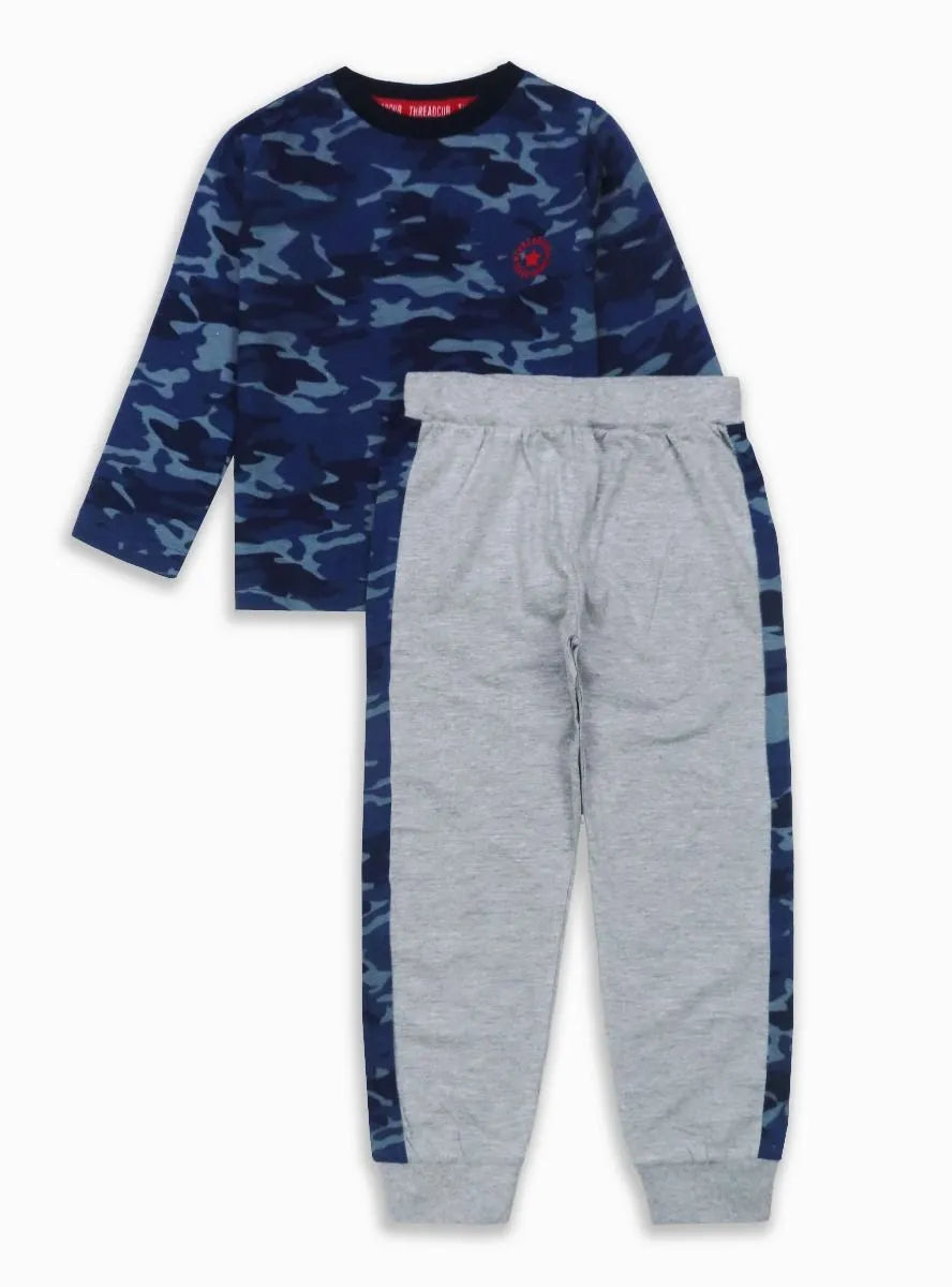 Boys Pyjama Set |  Blue Camo / Grey Melange