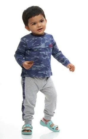 Boys Pyjama Set |  Blue Camo / Grey Melange