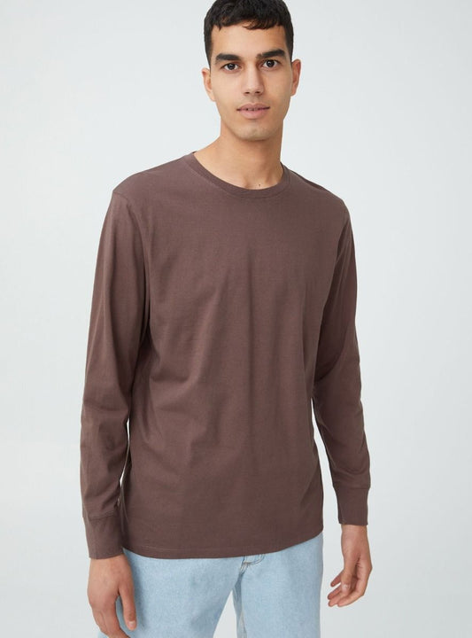 Mens Fit Long Sleeve T Shirt Brown