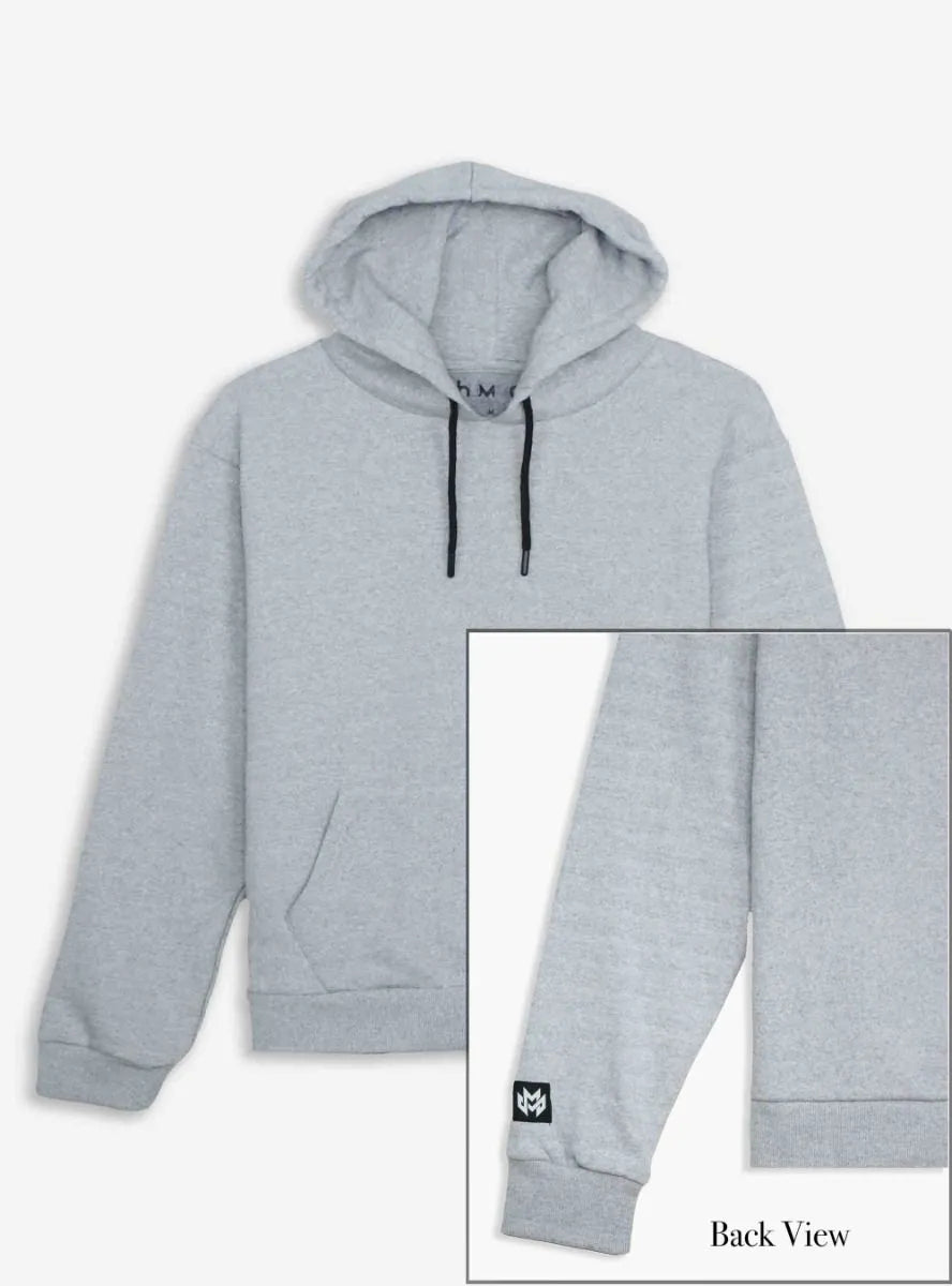 Mens Grey Hooded Fleece Sweatshirt