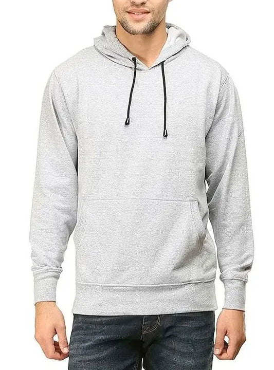 Mens Grey Hooded Fleece Sweatshirt