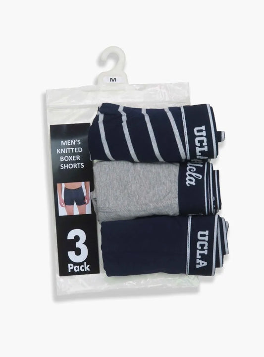 UCLA Mens Stretch Knit 3 Pack Boxer Briefs