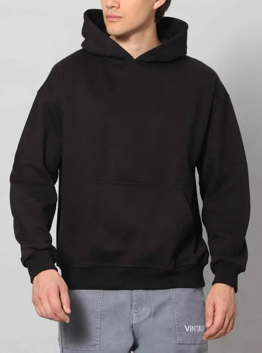 Mens Hooded Fleece Sweatshirt | Black