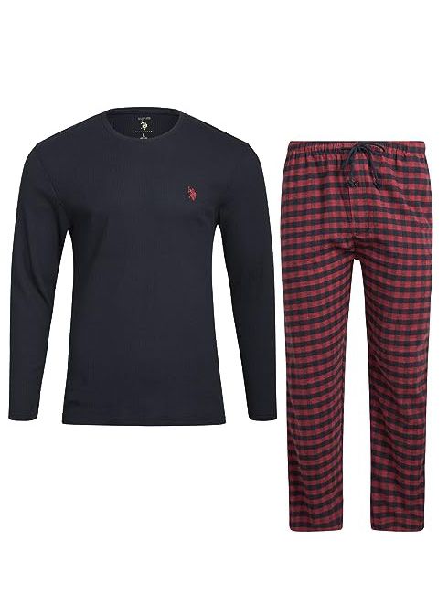 Men'S Thermal Pajama Set Navy Red