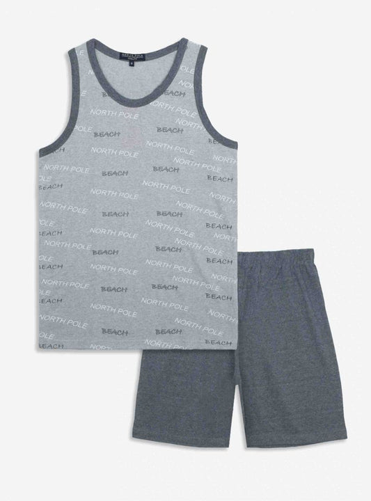 Mens Shorty Set Grey Aop