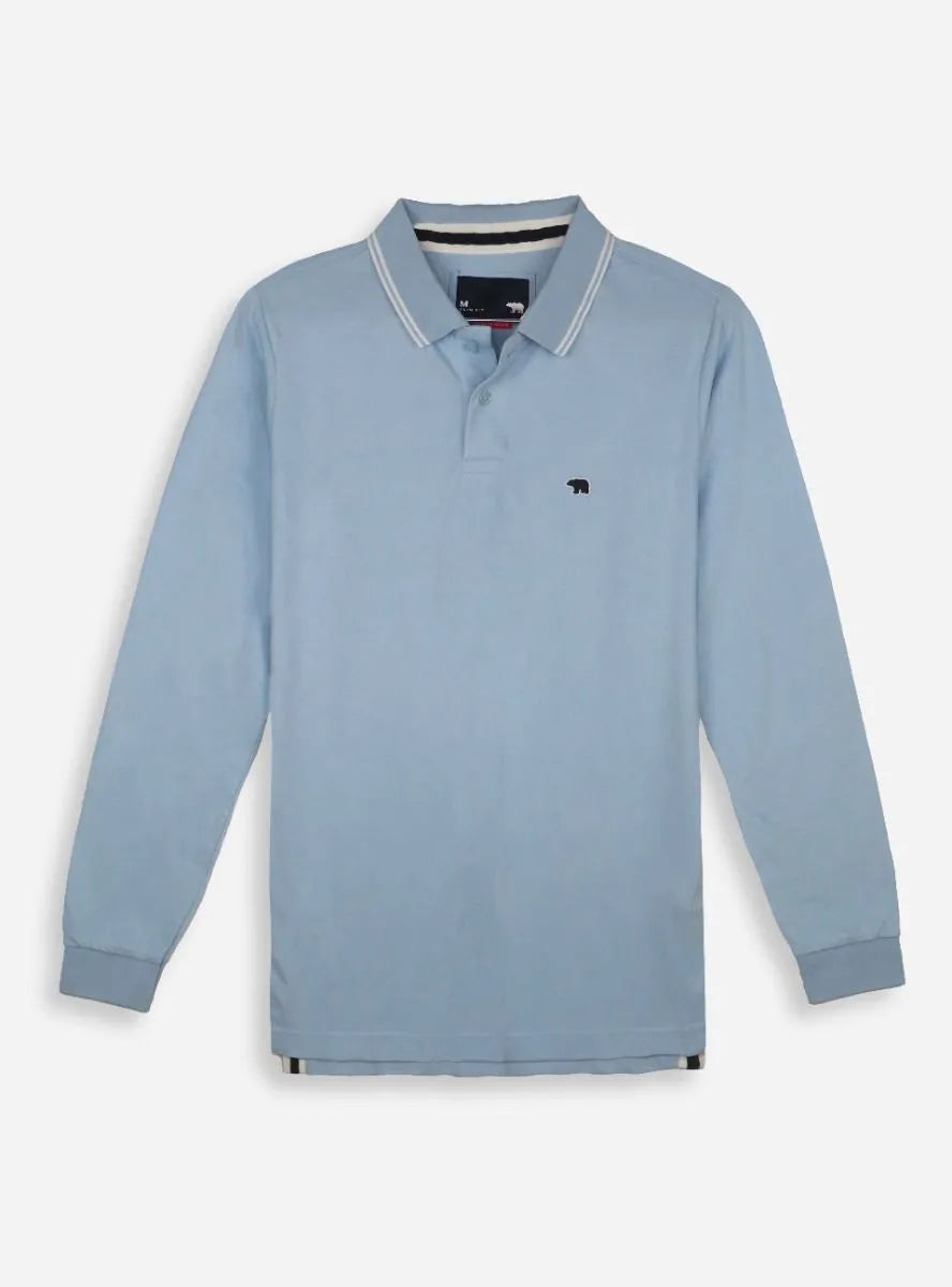 The Bear House Ice Blue Long Sleeve Polo T-Shirt