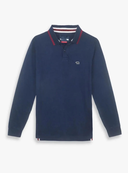 The Bear House Navy Long Sleeve Polo TShirt