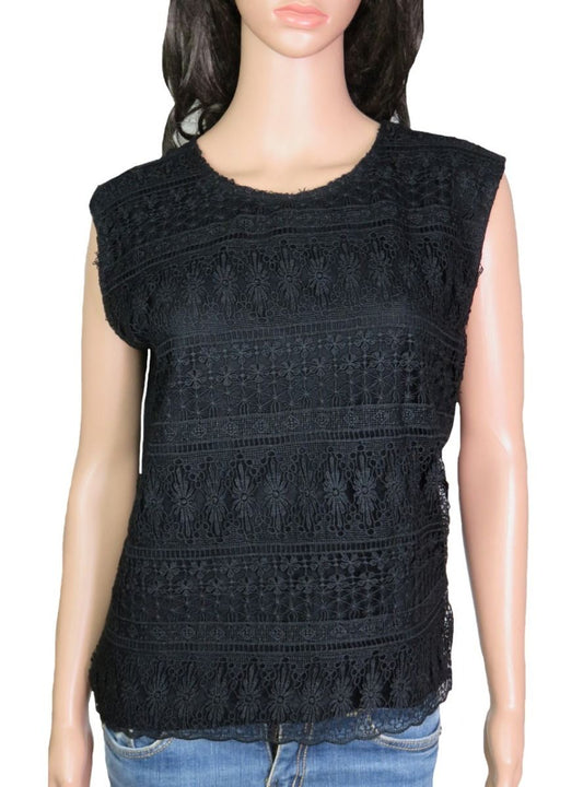 Ladies Crochet Top Black