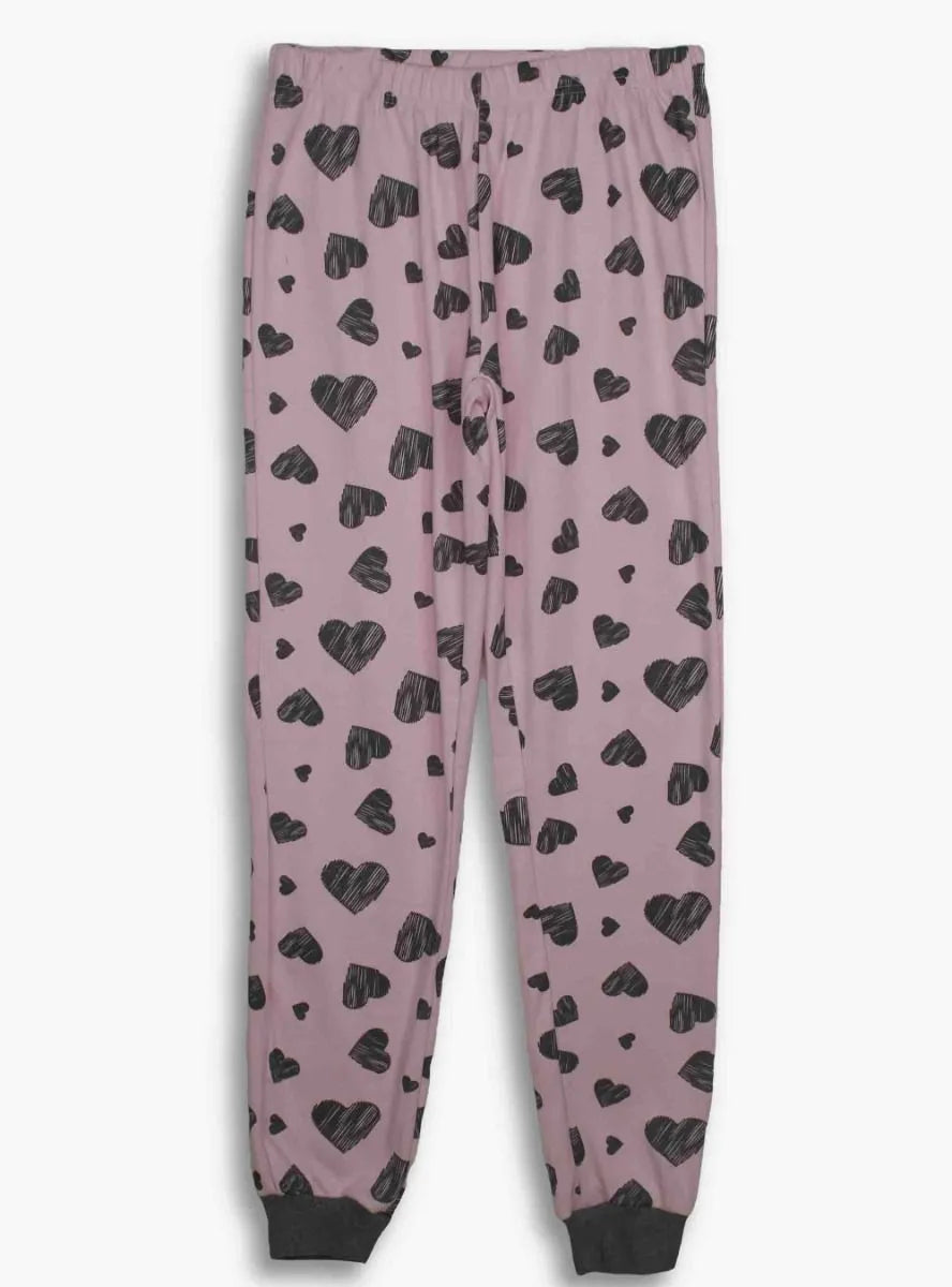 Ladies Interlock Pink-Pink Aop Pyjama Set