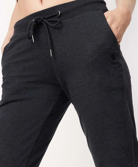 Ladies Solid Charcoal Track Pant