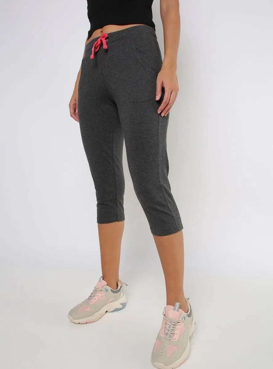 Ladies French Terry Charcoal Capri