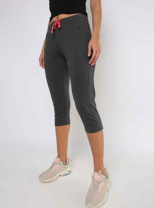 Ladies French Terry Charcoal Capri