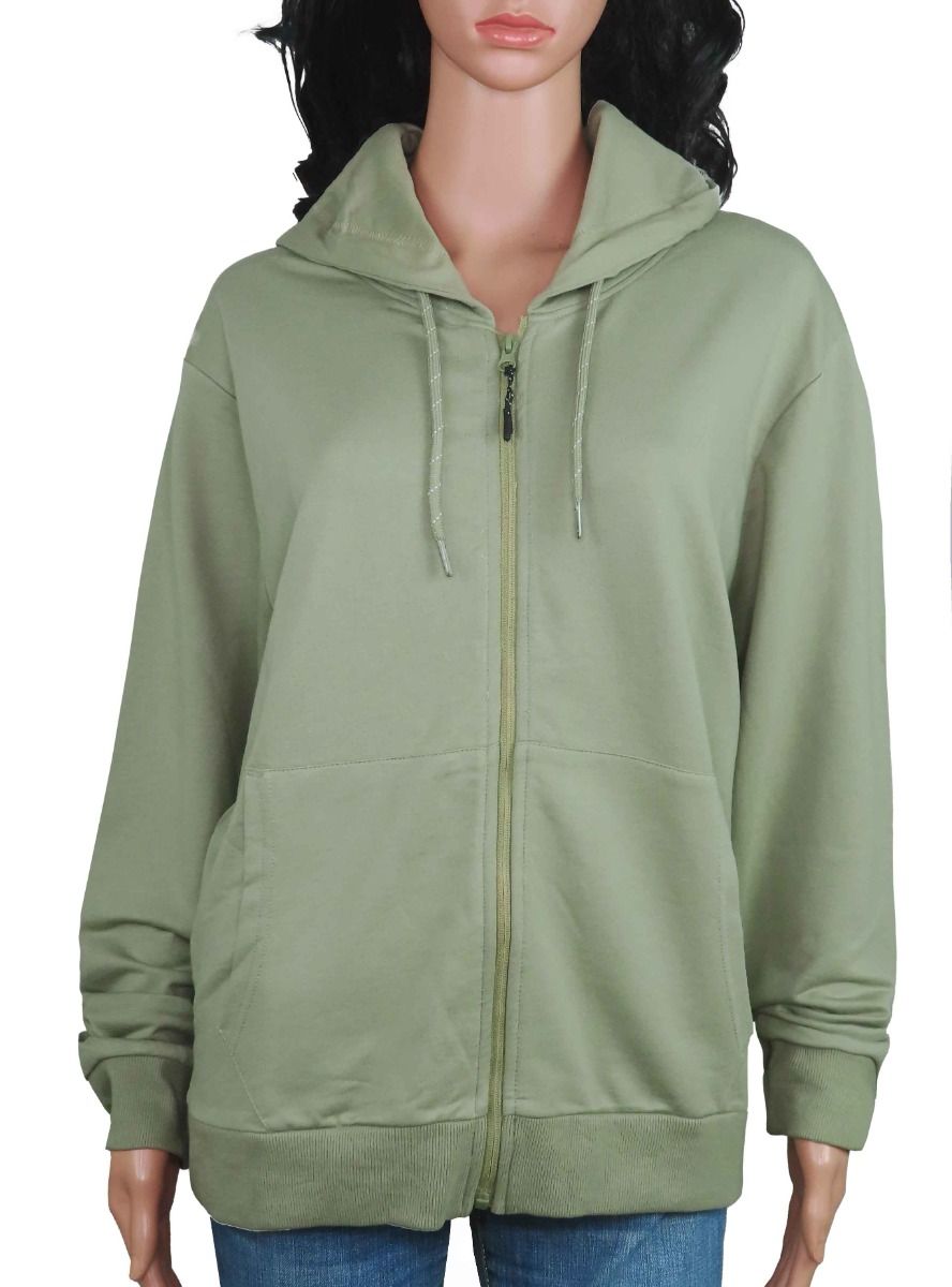 Ladies Hooded Full Zipper Sweatshirt Olive