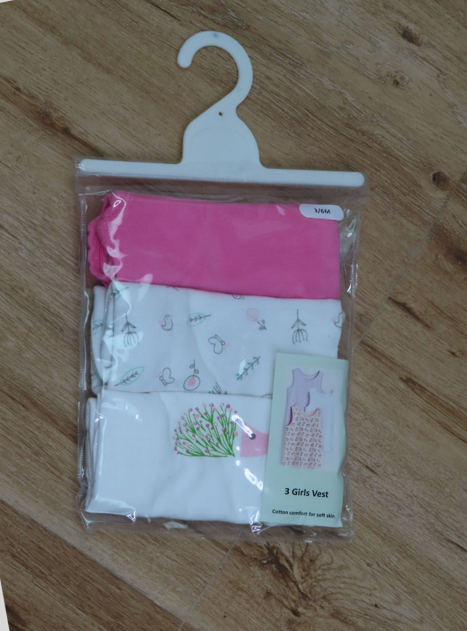 Baby Girls 3 Pc Pack Vests